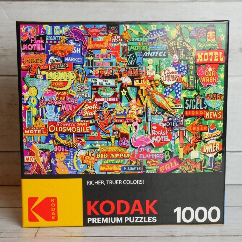 Kodak Neon Retro Signs Premium 1000 Piece Puzzle Garry Walton NEW